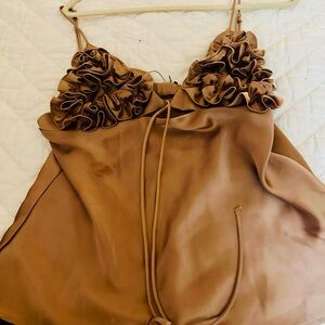 Zara Tan Camisole with Ruffle Accents